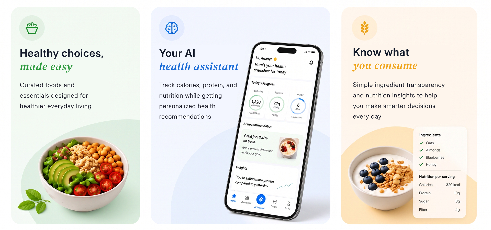 Healthy choices made easy, Your AI health assistant, Know what you consume